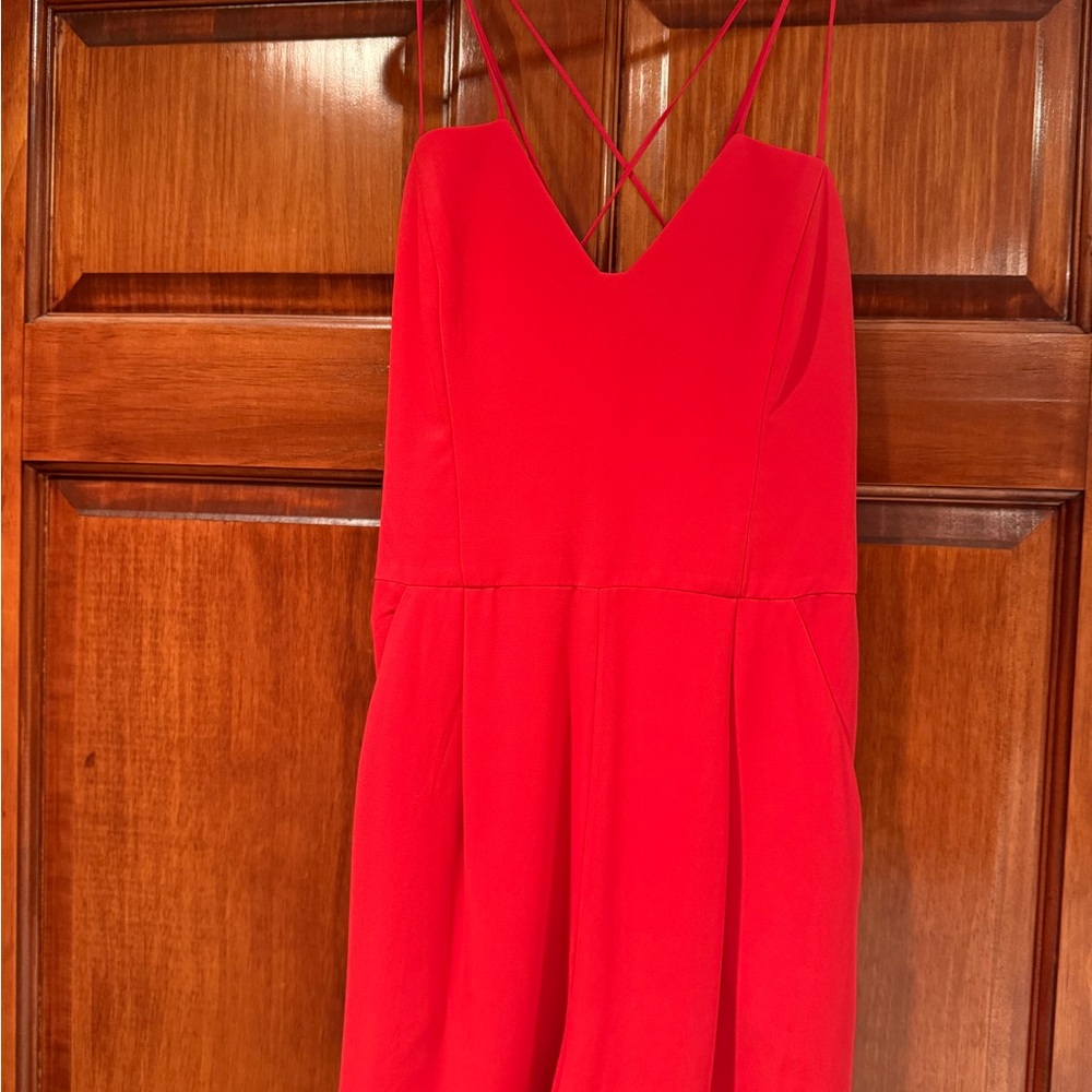 Express Red V-Neck Spaghetti Strap Romper